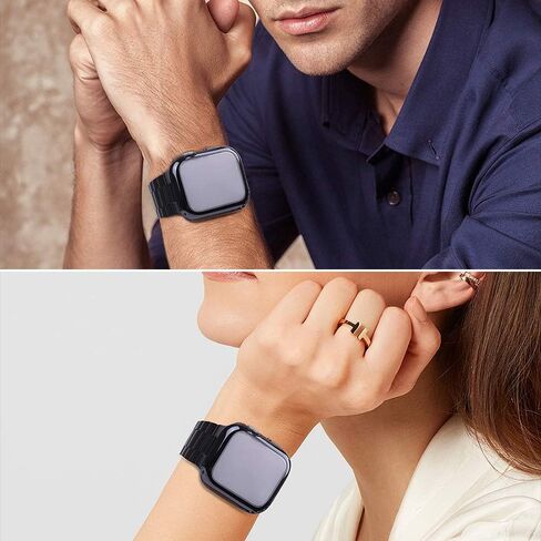 Wolait Compatible with Apple Watch Ultra Band 42mm 44mm 45mm 49mm 38mm 40mm 41mm with Case, Upgraded Business Stainless Steel Band with Screen Protector Cover for iWatch Series 9/8/7/6/SE Series 5/4/3/2/1 in Saudi Arabia