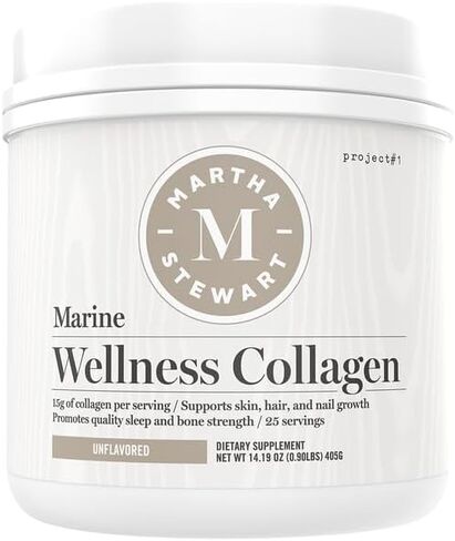 Martha Stewart Marine Collagen Multi-Sourced Collagen Powder Supports Skin Health, Hair & Nail Growth, Promotes Quality Sleep and Bone Strength - 15g Protein Per Serving - 25 Servings (Unflavored) in Saudi Arabia
