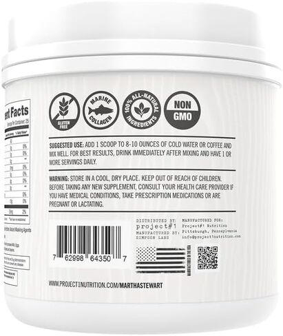 Martha Stewart Marine Collagen Multi-Sourced Collagen Powder Supports Skin Health, Hair & Nail Growth, Promotes Quality Sleep and Bone Strength - 15g Protein Per Serving - 25 Servings (Unflavored) in Saudi Arabia