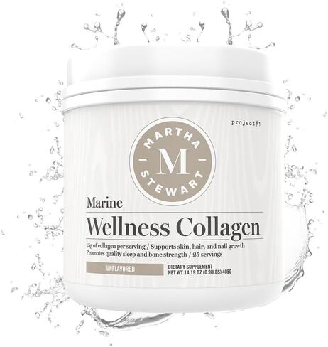 Martha Stewart Marine Collagen Multi-Sourced Collagen Powder Supports Skin Health, Hair & Nail Growth, Promotes Quality Sleep and Bone Strength - 15g Protein Per Serving - 25 Servings (Unflavored) in Saudi Arabia