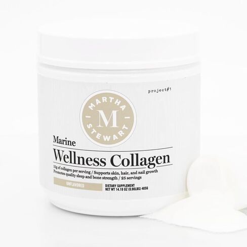 Martha Stewart Marine Collagen Multi-Sourced Collagen Powder Supports Skin Health, Hair & Nail Growth, Promotes Quality Sleep and Bone Strength - 15g Protein Per Serving - 25 Servings (Unflavored) in Saudi Arabia