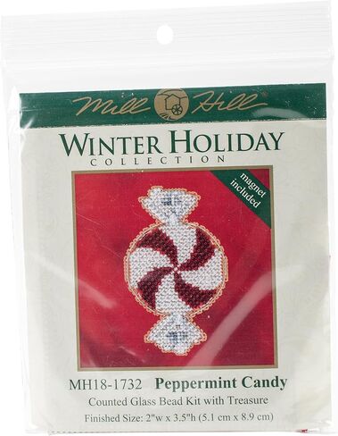 Peppermint Candy Beaded Counted Cross Stitch Christmas Ornament Kit Mill Hill 2017 Winter Holiday MH181732 in Saudi Arabia