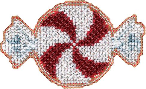 Peppermint Candy Beaded Counted Cross Stitch Christmas Ornament Kit Mill Hill 2017 Winter Holiday MH181732 in Saudi Arabia