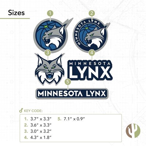 Desert Cactus Minnesota Lynx WNBA Women's National Basketball Association Officially Licensed Sticker Vinyl Decal Laptop Water Bottle Car Scrapbook (Type 2) in Saudi Arabia
