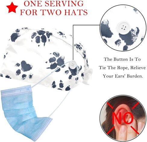 2 Pack Dog Dalmatian Eyeglasses Adjustable Bouffant Caps Hats Working Cap in Saudi Arabia