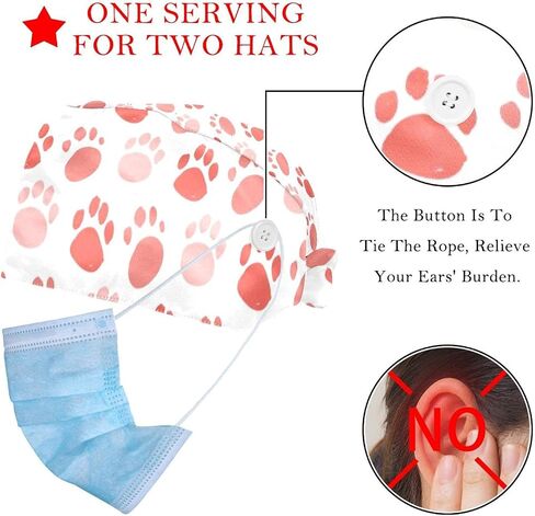 2 Pack Dog Dalmatian Eyeglasses Adjustable Bouffant Caps Hats Working Cap in Saudi Arabia