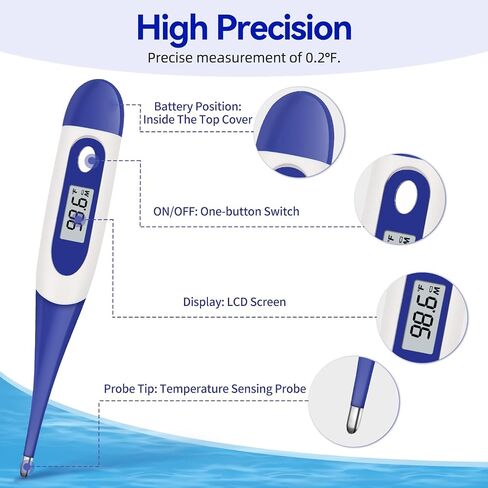 Thermometers for Adults & Kids - Medical Grade, Accurate Oral/Armpit, Ideal for Travel, Easy-to-Read Digital Display in Saudi Arabia