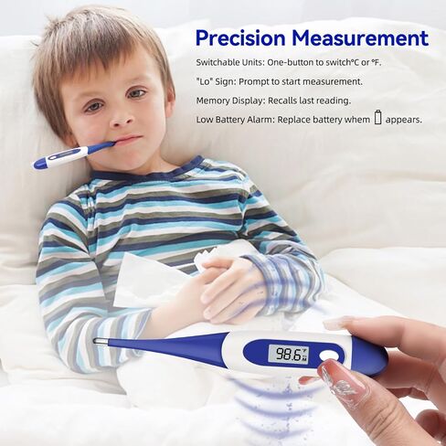 Thermometers for Adults & Kids - Medical Grade, Accurate Oral/Armpit, Ideal for Travel, Easy-to-Read Digital Display in Saudi Arabia