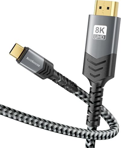 BlueRigger 8K USB C to HDMI Cable (10FT, 8K 60Hz, Uni-Directional, 48Gbps, USB Type C 3.1, HDMI 2.1 Premium Braided Cord, USBC to HDMI) – Thunderbolt 3/4 Compatible with Phone, Laptop, Tablet in Saudi Arabia