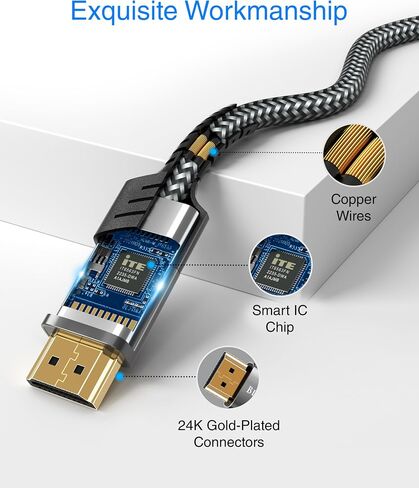 BlueRigger 8K USB C to HDMI Cable (10FT, 8K 60Hz, Uni-Directional, 48Gbps, USB Type C 3.1, HDMI 2.1 Premium Braided Cord, USBC to HDMI) – Thunderbolt 3/4 Compatible with Phone, Laptop, Tablet in Saudi Arabia