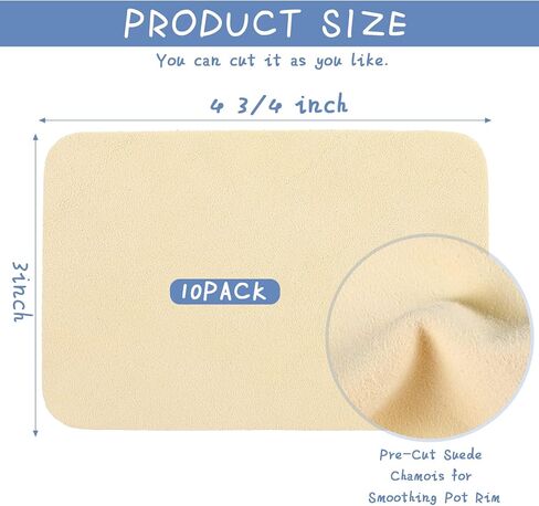 10 قطع من أدوات فخار الشامواه وقماش الفخار وتشذيب الطين وأدوات الطين قبل القطع والتجفيف الطبيعي للسيارة الناعمة المصنوعة من الجلد الصغير الشامواه والسيراميك لوازم الحرف اليدوية لفخار تنعيم حافة الوعاء (4.7 × 3.1 بوصة) in Kuwait