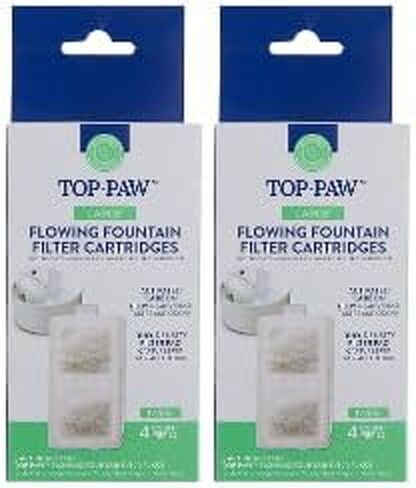 خراطيش فلتر النافورة المتدفقة للكلاب من TOP PAW - 4 عبوات (كبيرة) عبوتان بإجمالي 8 مرشحات | يناسب نافورة الماء بوزن 300 أونصة in Kuwait