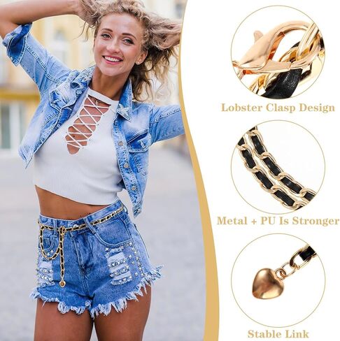 Leather Chain Belts for Women Girls, Adjustable Vintage Metal Waist Chains Body Chain Belt for Jean Pants Dress in Saudi Arabia