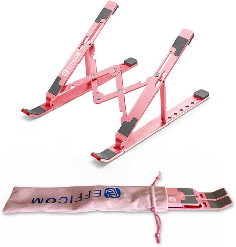 Adjustable Laptop Stand for Desk, Ergonomic Lap Riser, Portable MacBook Stand, Aluminum Lightweight Foldable Notebook Stand, Compatible with Laptop 10-15.6'' and Tablet, Phone (Pink) in Kuwait