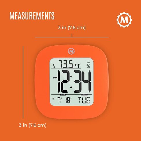 Marathon Compact Alarm Clock with Temperature & Date, Orange - Large, Easy to Read Display with Backlight - Easy to Set Up & Use - Two AAA Batteries Included in Saudi Arabia