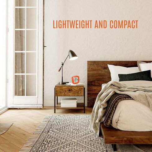 Marathon Compact Alarm Clock with Temperature & Date, Orange - Large, Easy to Read Display with Backlight - Easy to Set Up & Use - Two AAA Batteries Included in Saudi Arabia