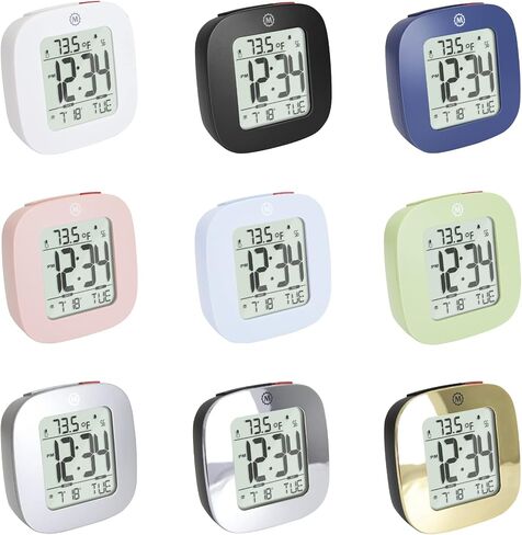 Marathon Compact Alarm Clock with Temperature & Date, Orange - Large, Easy to Read Display with Backlight - Easy to Set Up & Use - Two AAA Batteries Included in Saudi Arabia