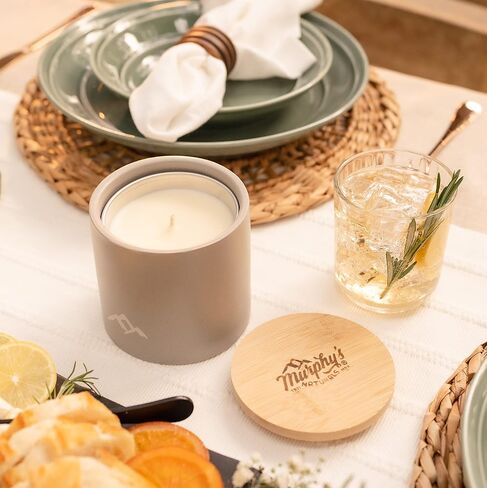 Murphy's Naturals Refillable Mosquito Repellent Candle | White | DEET Free | Plant Based Essential Oils | Soywax, Beeswax Blend | One 9oz Candle Included in Saudi Arabia