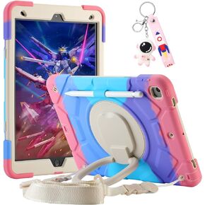 for iPad 9th/8th/7th Generation Case 10.2" ，Heavy Sturdy Shockproof Kids Cover with Rotating Stand/Pencil Holder/Shoulder Strap for iPad 10.2 Case 2021/2020/2019 Boys (Black)