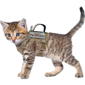 Cat Harness Escape Proof Adjustable Kitten Travel Vest with Easy Control Handle no Pull only cat Small air mesh Breathable with ID tag Patches pet Harness for Puppy Outdoor Jacket Black Medium