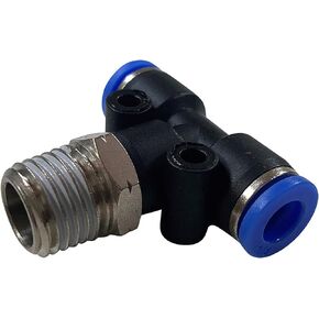 1/4" Tube O.D. x 1/4" MNPT Brass Composite Push-In Male Branch Tee, Pneumatic Fitting (QTY 1)
