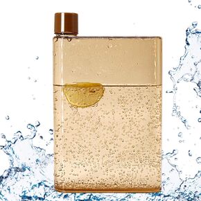 زجاجة مياه مسطحة رفيعة وقابلة لإعادة الاستخدام سعة 420 مل - تناسب زاوية الجيب العشوائية. كوب محمول شفاف للمدرسة، والرياضة، والسفر، وتناول الطعام in Kuwait