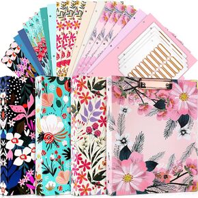 Sabary 4 Pcs 3 Ring Binder 1 Inch Cute Clipboard Binders with 20 Tab Dividers File Folder Labels ​8.5" x 11" Paper Decorative Ring for School Office Supplies(Elegant Style)
