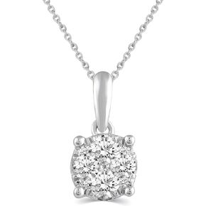 Fifth and Fine 1/2 CTW Womens Round Diamond Pendant Necklace set in 925 Sterling Silver