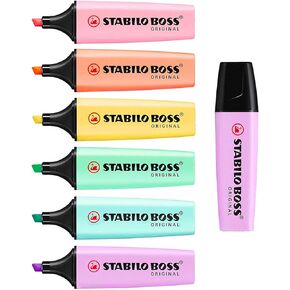 STABILO BOSS Original Pastel Highlighter Marker Pens – Full Set of 6 + Lilac Haze