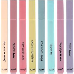 BRYTEFY Bible Highlighters and Pens No Bleed, 8 Pack Assorted Pastel Colors Gel Highlighters Set, Bible Markers No Bleed Through, Cute Bible Accessories, Bible Study Journaling School Supplies