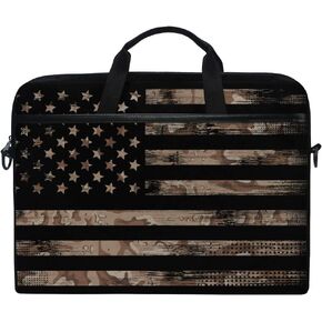 American USA Flag with Desert Camouflage Laptop Case Bag Sleeve Portable/Crossbody Messenger Briefcase Convertible w/Strap Pocket for MacBook Air/Pro Surface Dell ASUS hp Lenovo 15-15.4 inch in Kuwait