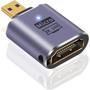 Poyiccot Micro HDMI to HDMI Adapter 8K, 90 Degree Micro HDMI Male to HDMI Female Adapter, Up & Down Angle Micro HDMI 2.1 Adapter with Bidirectional 48Gbps High Speed for Hero 7/Raspberry Pi 4, 2pack