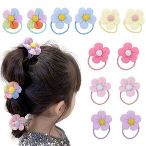 10pcs Baby Hair Ties For Girls,Flower Hair Ties Bulk Cute Hair Ties For Little Girl Infant Baby Girl Toddler(Random Color)
