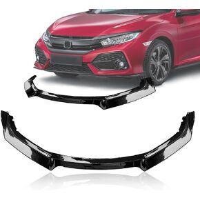 3Pcs Front Bumper Spoiler Lip for 2016-2020 Honda Civic Glossy Black Body Kits Spoiler