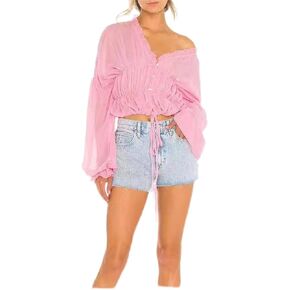 Womens' Blouses Sexy V Neck Long Puff Sleeve Button Down Summer Beach Shirt Tops