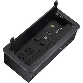 Tabletop Brush Connectivity Box Outlet with Socket HDMI LAN VGA Power for Desktop Conference