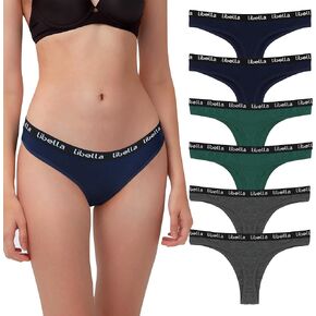 Thongs for Women Low Rise Sexy Panties Comfortable Breathable Stretch Cotton Underwear 6 Pack