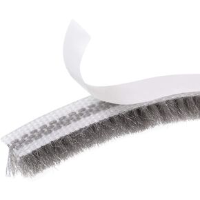 Brush Weather Stripping 7mmx6mm Self Adhesive Sealing Windproof Seal Strip Length 5M Weatherstrip Sweep Brushes for Door Window Gray