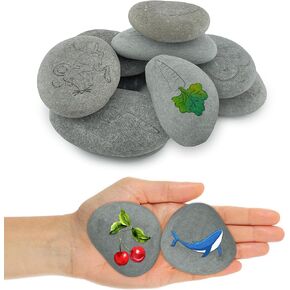 HalfYue 10 Pieces Smooth Rocks to Paint 1.6"-2.4" Natural Flat Rocks for Painting Large River Rocks Patterns on Rocks for Crafts DIY Drawing Art Supplies Random Pattern(Natural Color)
