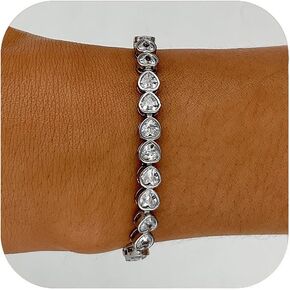 Silver Tennis Bracelets for Women Cubic Zirconia Bracelet Prom Bracelet Silver Gold Wedding Jewelry Cz Bezel Tennis Bracelet Iced Out Stackable Bracelet Set Bling Jewelry Women Girls Gifts in Kuwait