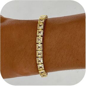 Silver Tennis Bracelets for Women Cubic Zirconia Bracelet Prom Bracelet Silver Gold Wedding Jewelry Cz Bezel Tennis Bracelet Iced Out Stackable Bracelet Set Bling Jewelry Women Girls Gifts
