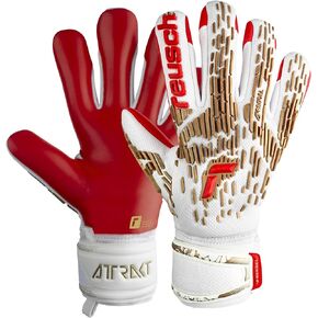 Reusch Attrakt Freegel Silver Goalkeeper Gloves, White/Gold/Fiery Red, Size 8
