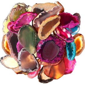60 Pcs Agate Slices Bulk Geode Agate Light Table Stones Slide Agate Pendants Irregular Healing Crystals Colorful Agate Rock Irregular Table Decors for Home Room DIY Jewelry Decorations, Not Drilled