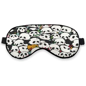 Cute Baby Panda Eye Mask for Kids Girls Women Gift, Cartoon Cute Panda Loves Silk Blackout Eye Mask for Sleeping Travel, Funny Eye Cover for Kids Adjustable Straps Soft Lightweight Sleep Mask