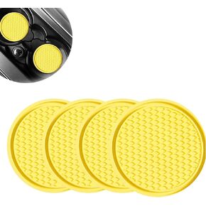 4 PCS Car Cup Holder Coaster, Honeycomb Waterproof Fixed Tea Coaster, 2.75In PVC Anti Slip Cup Holder Insert Coaster, Universal for Vehicle Interior Cup Mats (Black)