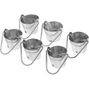 Kisangel 6pcs Mini Bucket Dollhouse Buckets Toy Mini Metal Pails Small Pails Tin Bucket Mini Water Pail Miniature Buckets for Dollhouse Pretend Ornament