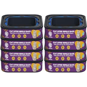 Cat Litter Refill Bags Cartridge Compatible with Litter Cat Genie Standard, Plus, XL+ and XL Pail Refills, Odor Control Cat Litter Bags, Pet Waste Bags Box Accessories, Pack of 8