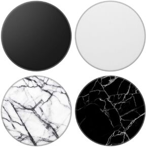 Multi-Function Cell Phone Stand, White Black Marble Expanding Stand Grip for Smartphones and Tablets (4 Pack)