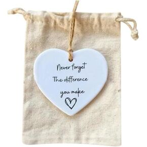 Brown Plaque and Bag, Thank You Gift for Friend,Heart Plaque Gift, Never Forget The Difference You Make,Tnever Forget The Difference You Make,Trim and Embellishmentsforget