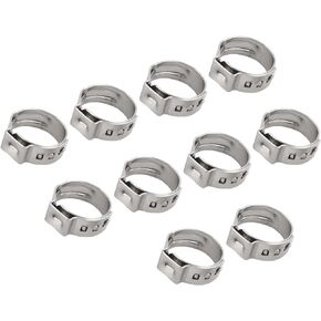 Single Ear Hose Clamps (12.8mm - 15.3mm/0.5" - 0.6") 50Pcs, 304 Stainless Steel Pipe Clips - for Home Garden Tube Pipe Fastening